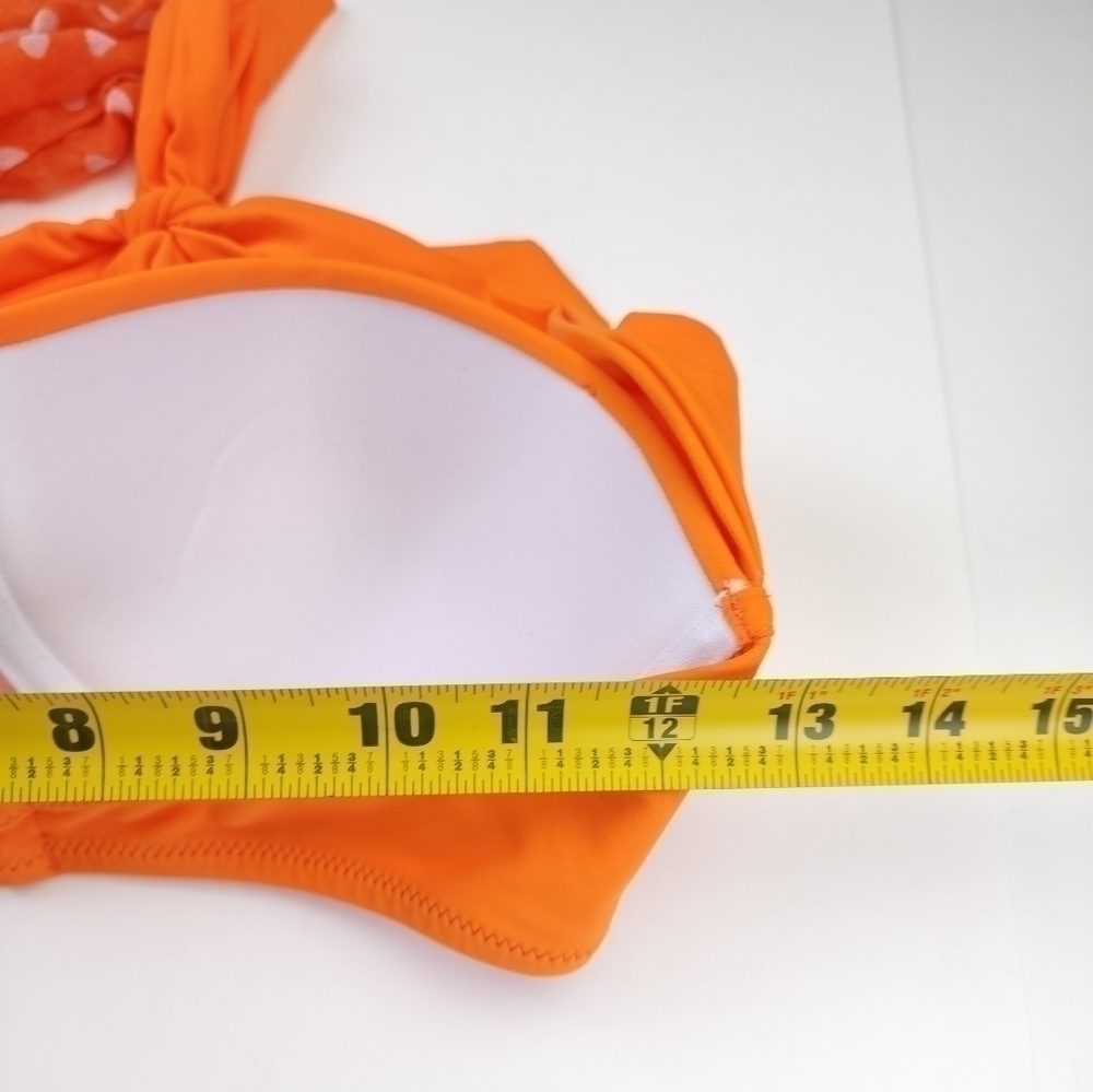 New Orange Floral 2pc Swimsuit Sz  XS / S - Picture 13 of 16